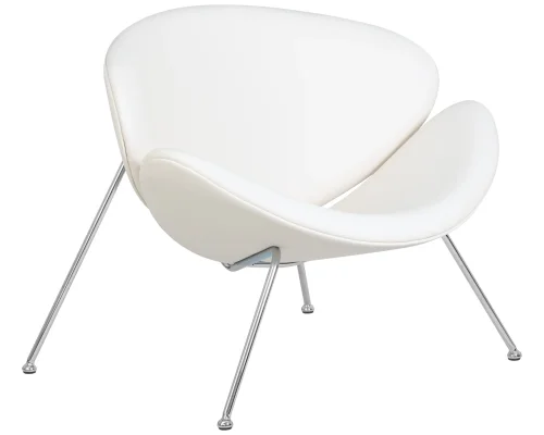 Кресло дизайнерское 72-LMO EMILY, цвет сиденья белый (YP17), цвет основания хромированная сталь Dobrin, белый/винил, ножки/металл/хром, размеры - ****810*780 фото 2